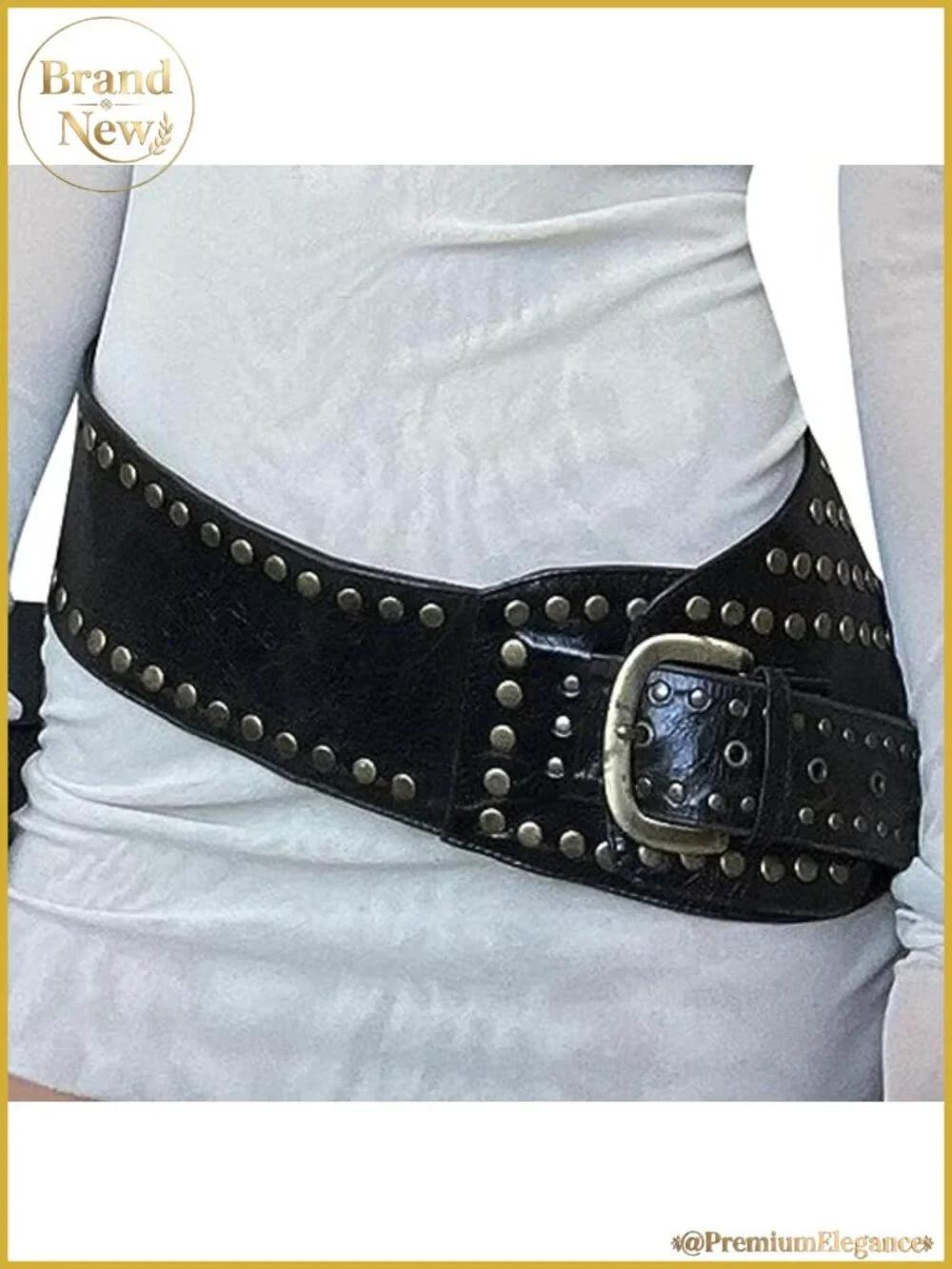Wide Boho Leather Belt Western Chunky Oval Concho Y2K Grunge Accessory